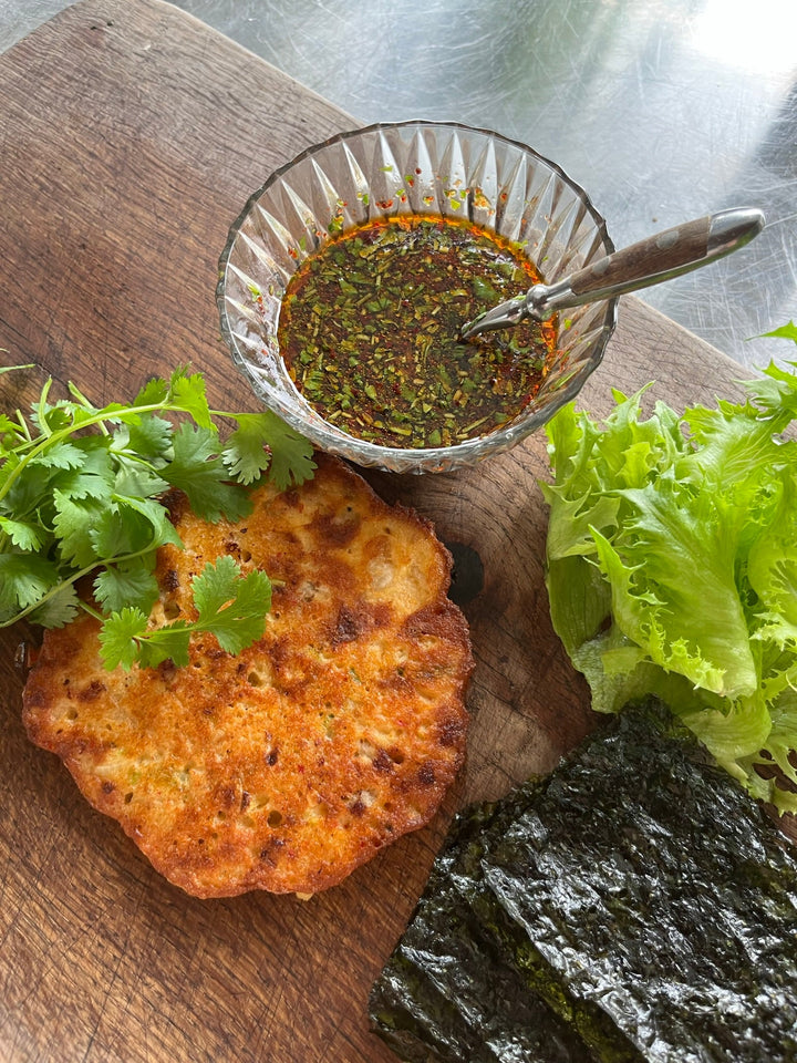 Kimchi-pannkakor på mungbönor