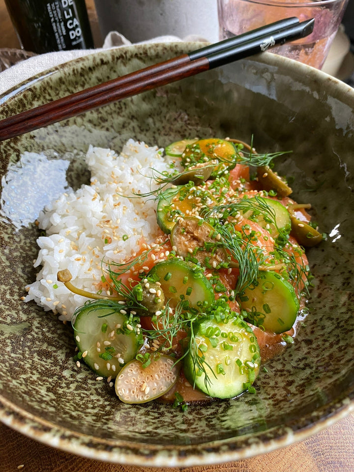 Laxsashimi med miso & citrondressing