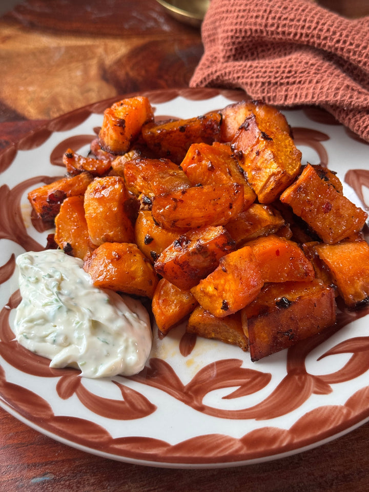 Sötpotatis i ugn med koriander & lime majonäs