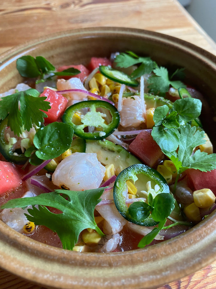 Ceviche med vattenmelon & bränd majs 🍉🌽