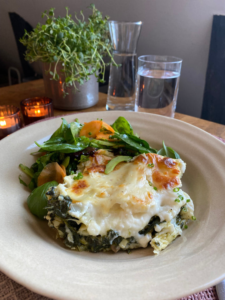 Lasagne med spenat, parmesan & getost