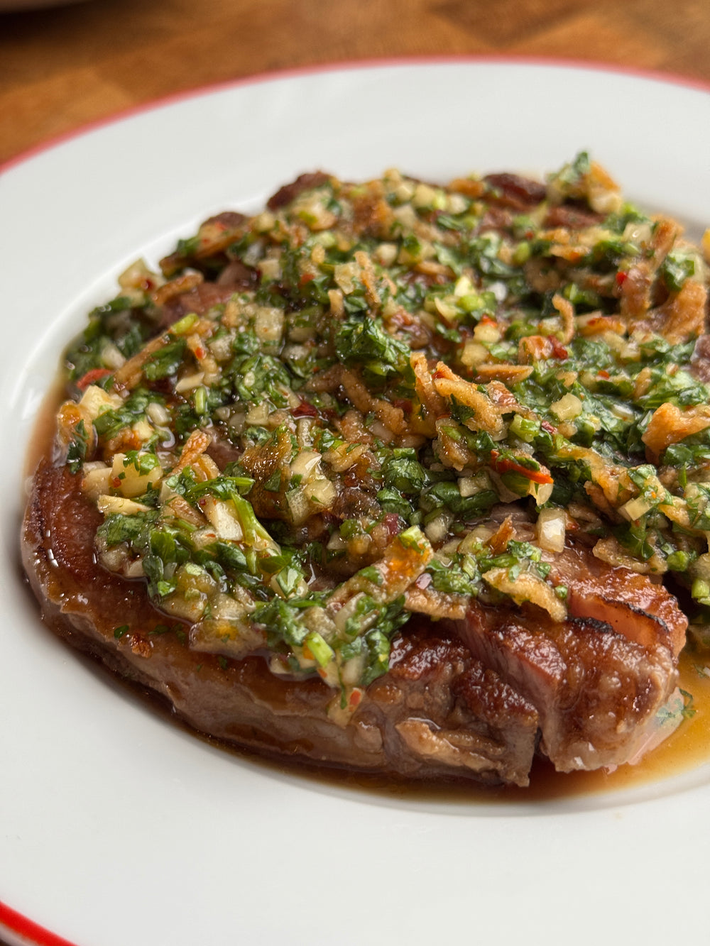 Entrecote med salsa verde (asian style)