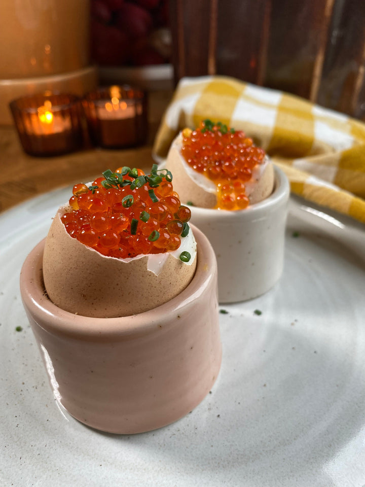 Löskokt ägg med forellrom & gräslök