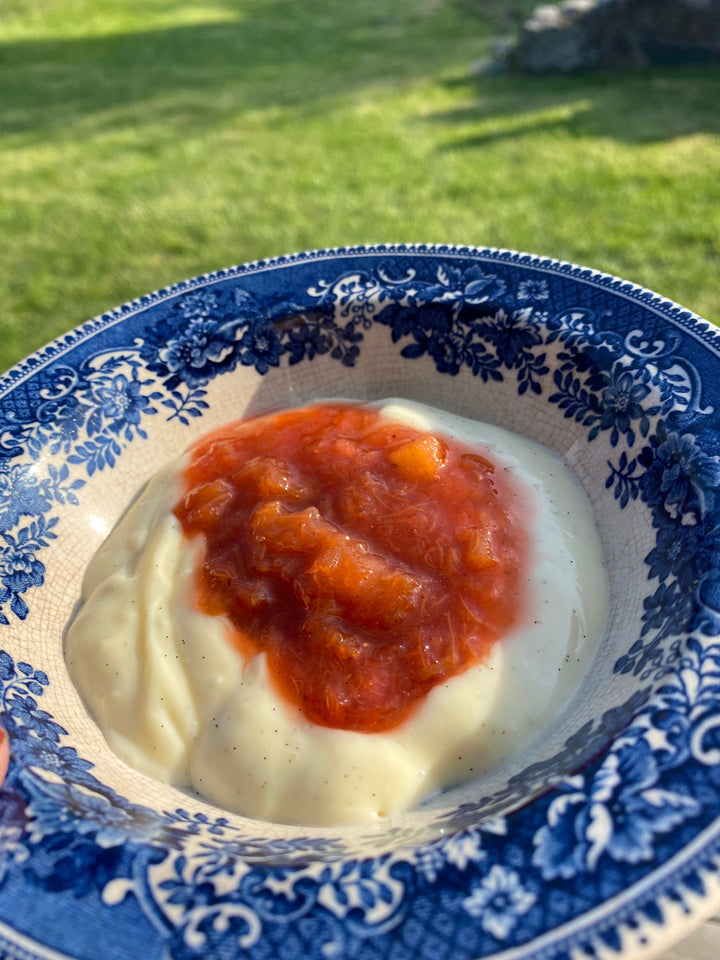 Vaniljpudding med rabarberkompott