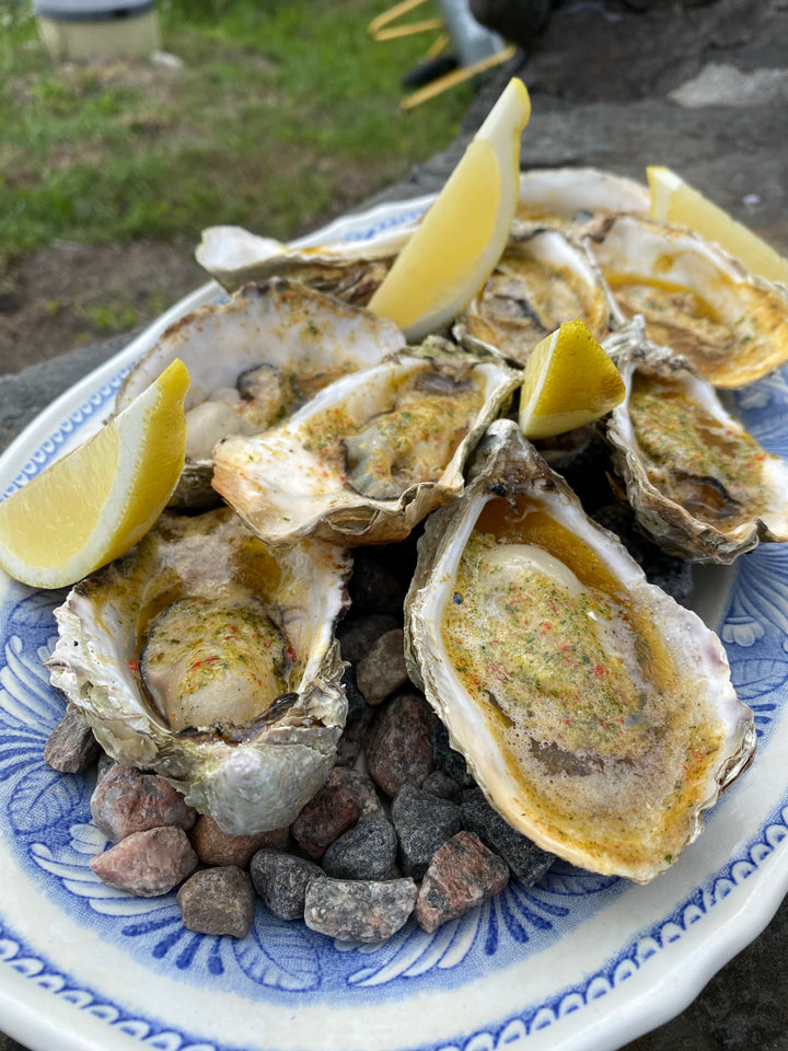 Grillade ostron med vitlökssmör
