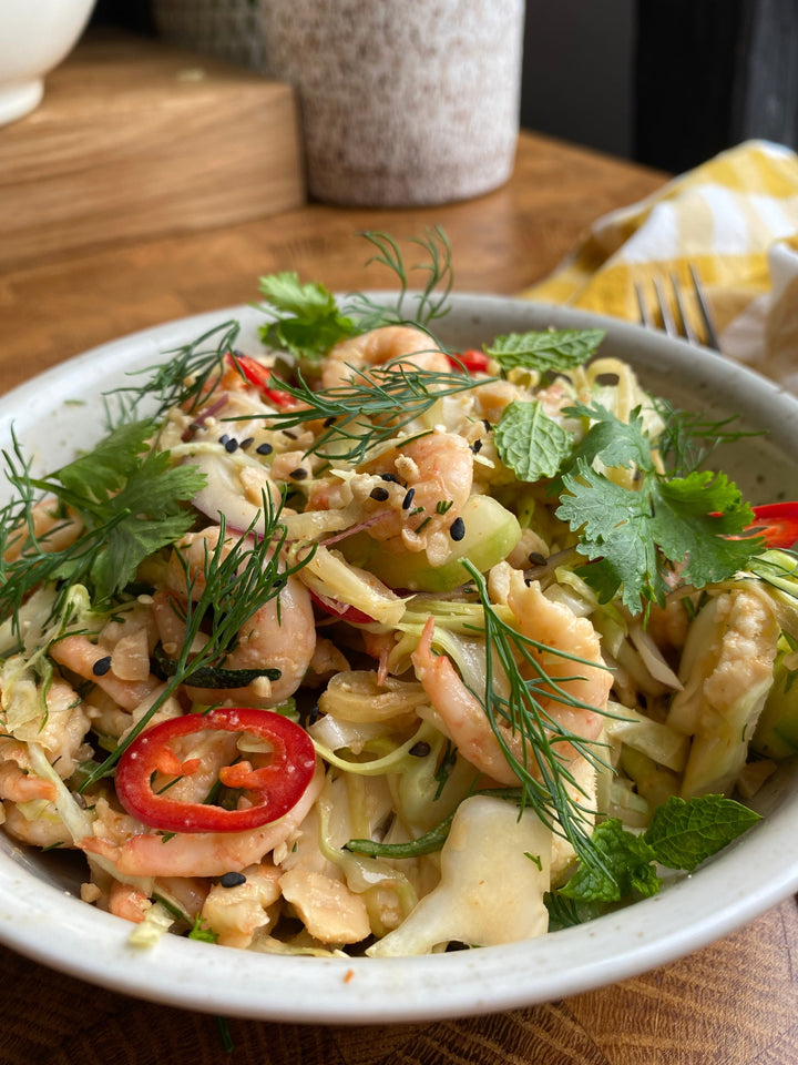 Räksallad med chilidressing, dill & koriander
