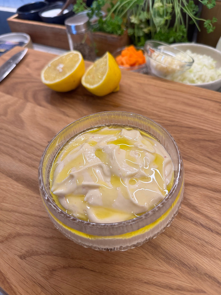 Aioli gjord med stavmixer